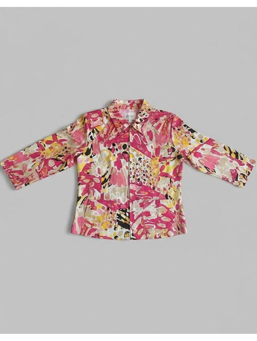 Sportelle Pink Retro Chic Zip Up Collared Blazer Jacket Size Large Barbiecore